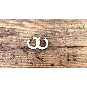 Vintage ivory resin round metal clip on earrings